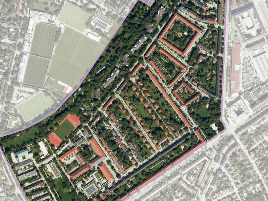 Luftbild des Quartiers „Soyerhofstraße“ in München